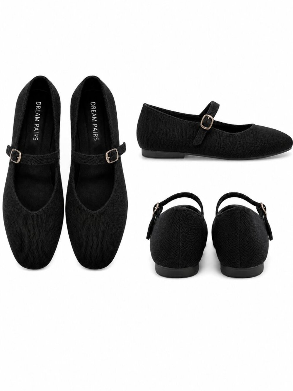 Dreampairs Women’s Black Mary Jane Ballet Flats Buckle Strap Shoes, Size, 7-11